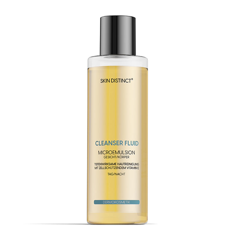 SKIN DISTINCT Cleanser Fluid Milder Gesichts- und Körperreiniger für eine schonende Tiefenreinigung der Haut am Morgen. ✓ leichte Textur ✓ mit Anti-Aging Effekt ✓ vegan ✓ für alle Hauttypen
