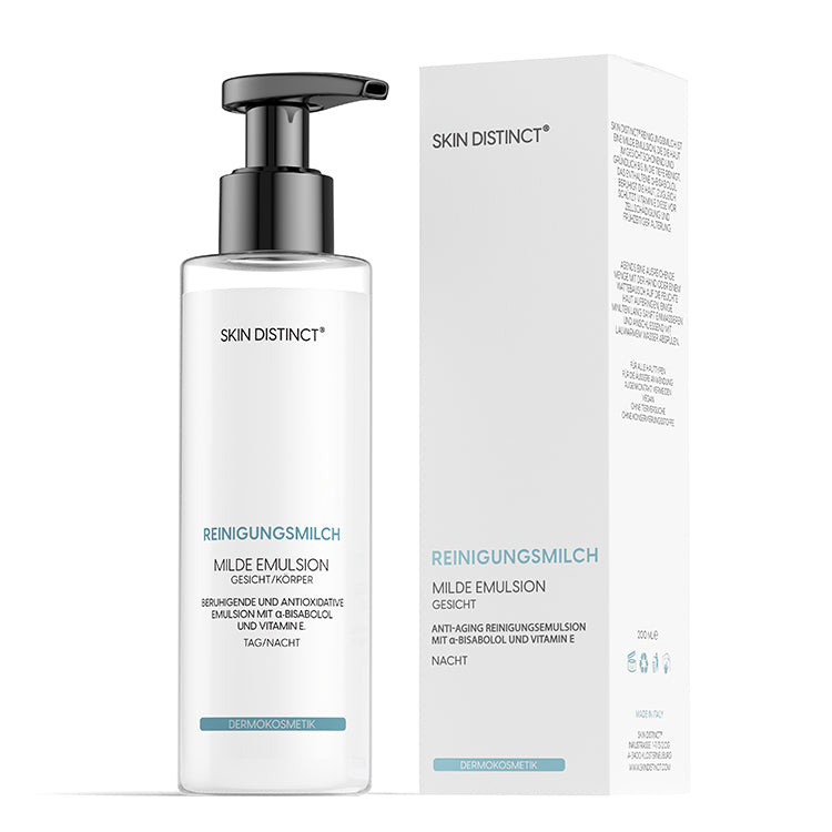 SKIN DISTINCT Reinigungsmilch Sanfte Reinigungsmilch mit Vitamin E für die milde Reinigung des Gesichts am Abend. ✓ cremige Textur ✓ Anti-Aging Wirkung ✓ vegan ✓ für alle Hauttypen